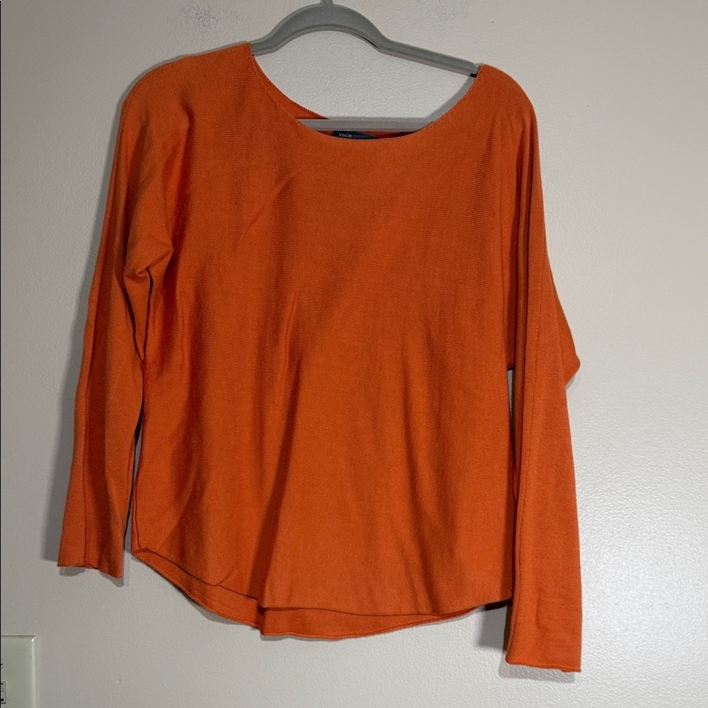 Vince Orange Long-Sleeve Scoop Neck Top